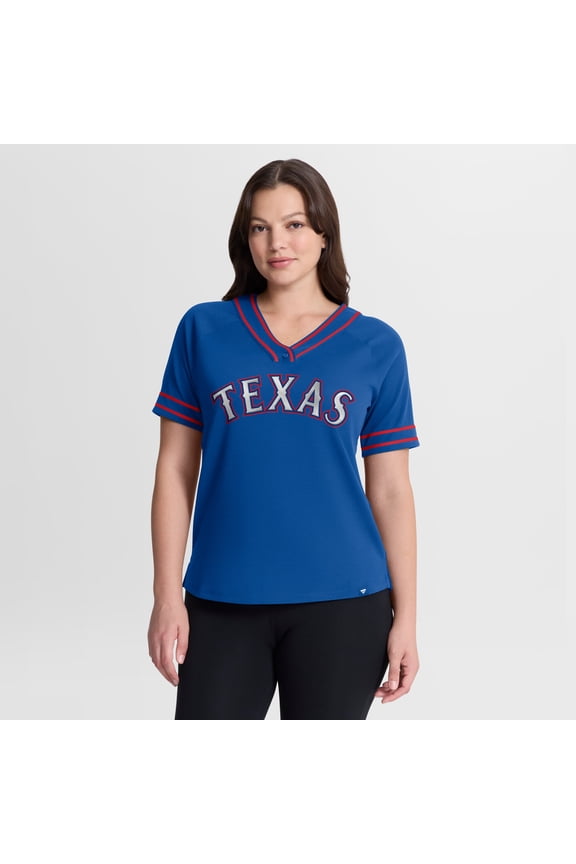 Women's Fanatics Royal Texas Rangers Diva Race Ahead Raglan V-Neck T-Shirt