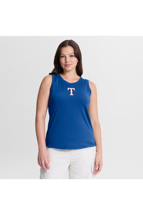 Women's Fanatics Royal Texas Rangers Draped Mesh Back Performance Tank Top