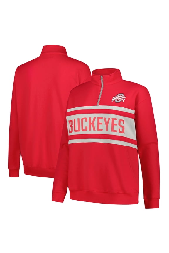 Women's Fanatics Scarlet/Gray Ohio State Buckeyes Plus Size Quarter-Zip Pullover