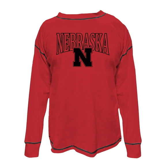 Women's Fanatics Scarlet Nebraska Huskers Plus Size Contrast Stitch Sweatshirt