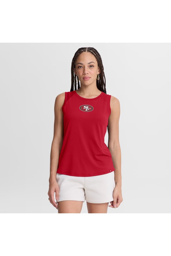 Women's Fanatics Scarlet San Francisco 49ers Draped Mesh-Back Performance- Tank Top
