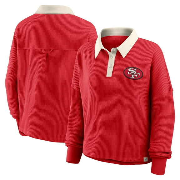 Women's Fanatics Scarlet San Francisco 49ers Oversized Hometown Premium Thermal Long Sleeve Shirt