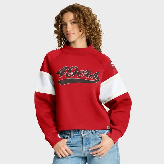 Women's Fanatics Scarlet San Francisco 49ers Oversized Hometown Toss Sweep Mock Neck Pullover