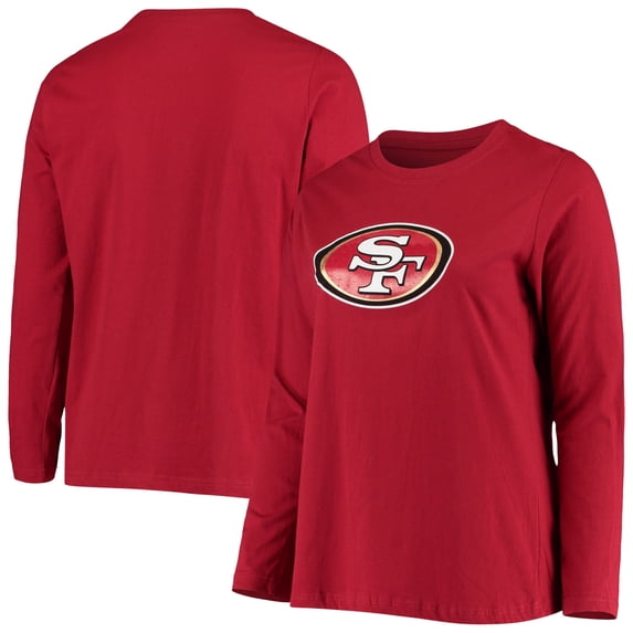 Women's Fanatics Scarlet San Francisco 49ers Plus Size Primary Logo Long Sleeve T-Shirt