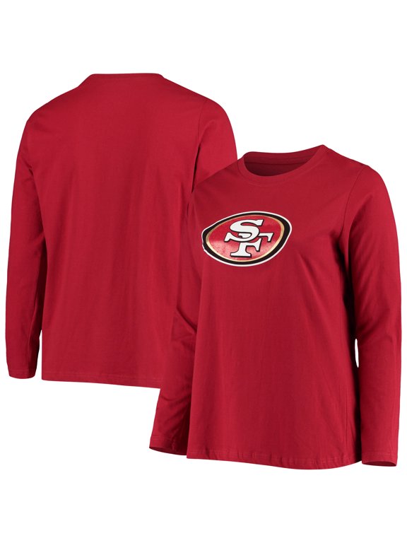 Women's Fanatics Scarlet San Francisco 49ers Plus Size Primary Logo Long Sleeve T-Shirt