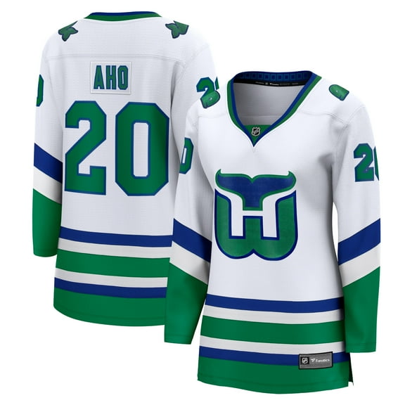 Women's Fanatics Sebastian Aho White Carolina Hurricanes Throwback Breakaway Jersey