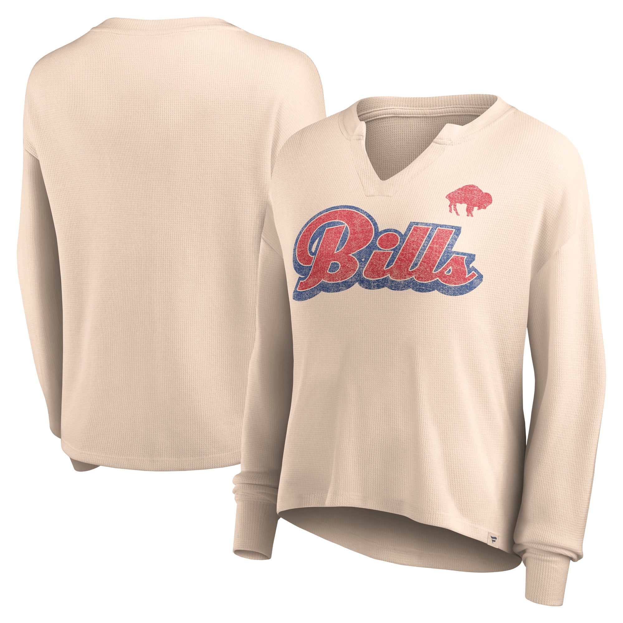 Women's Fanatics Tan Buffalo Bills Go For It Notch Neck Waffle Knit ...