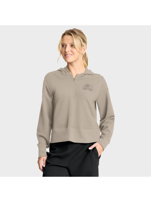 Women's Fanatics Tan Colorado Avalanche Authentic Pro Road Tri-Blend Quarter-Zip Hoodie