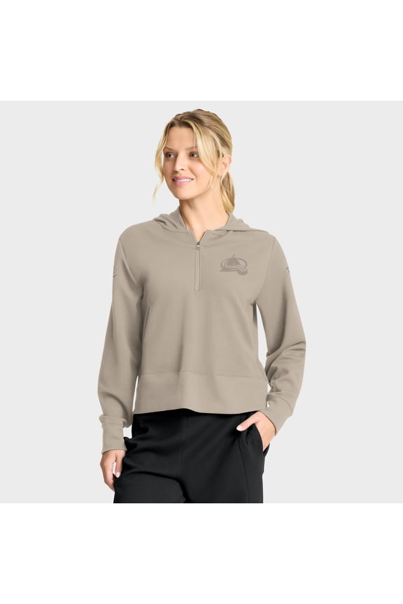 Women's Fanatics Tan Colorado Avalanche Authentic Pro Road Tri-Blend Quarter-Zip Hoodie