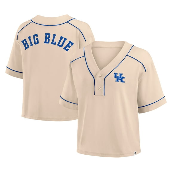 Women's Fanatics Tan Kentucky Wildcats Oversized Dominant Force Cropped V-Neck T-Shirt