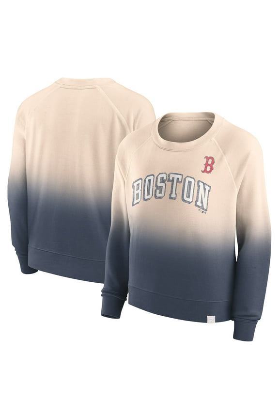 Women's Fanatics Tan/Navy Boston Red Sox Luxe Lounge Arch Raglan Pullover Sweatshirt