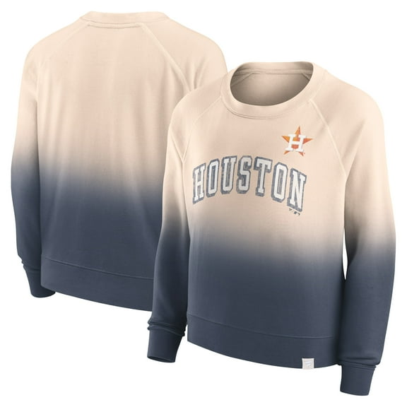 Women's Fanatics Tan/Navy Houston Astros Luxe Lounge Arch Raglan Pullover Sweatshirt