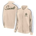 thumbnail image 1 of Women's Fanatics Tan New Orleans Saints Lounge Full-Snap Varsity Jacket, 1 of 3
