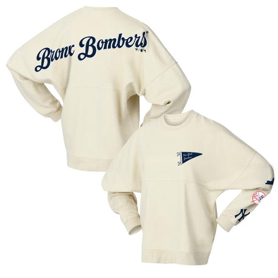 Women's Fanatics Tan New York Yankees Pennant Flag Branded Fleece Pullover Sweatshirt