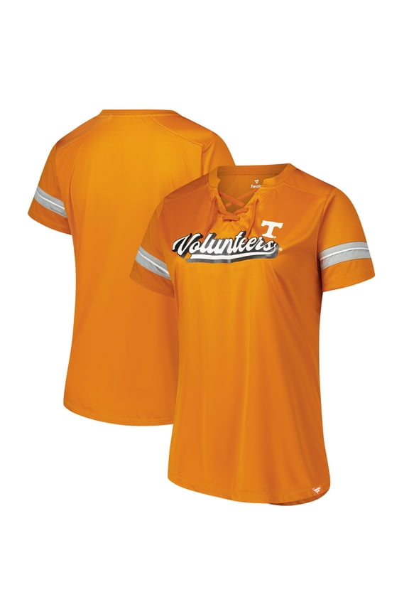 Women's Fanatics Tennessee Orange Tennessee Volunteers Plus Size Overtime Readiness Lace-Up T-Shirt