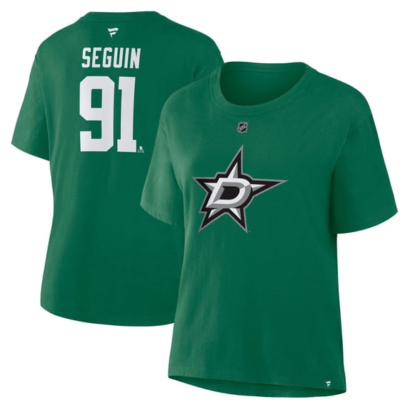 Women's Fanatics Tyler Seguin Kelly Green Dallas Stars Authentic Stack Name & Number T-Shirt