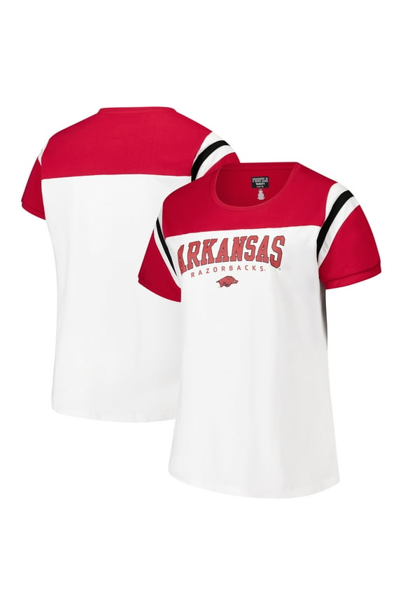 Women's Fanatics White Arkansas Razorbacks Plus Size Winning Gear T-Shirt