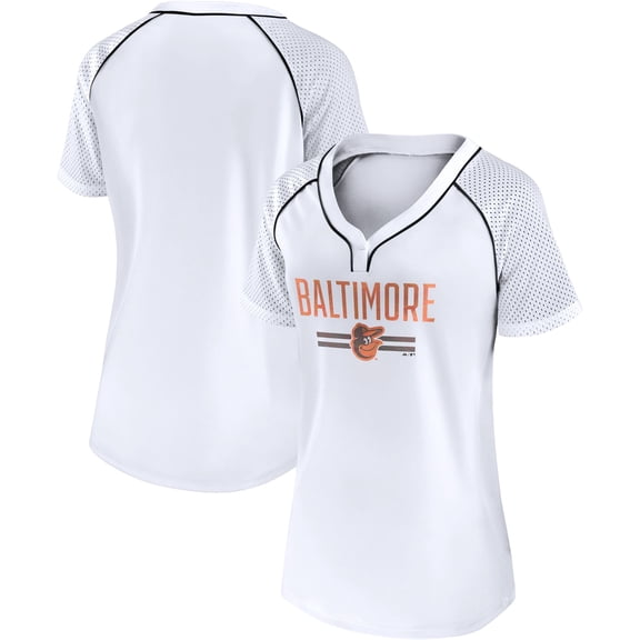 Women's Fanatics White Baltimore Orioles Play Calling Raglan V-Neck T-Shirt