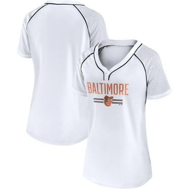 Women's Fanatics White Baltimore Orioles Play Calling Raglan V-Neck T-Shirt