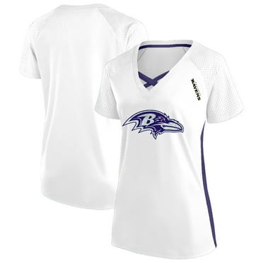Women's Fanatics  White Baltimore Ravens Plus Size Glitter Lace-Up V- Neck T-Shirt