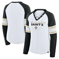 Women's Fanatics White/Black New Orleans Saints Redzone Blitz Package Raglan Lace-Up V-Neck Long Sleeve T-Shirt