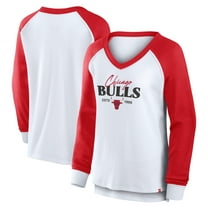 Women's Fanatics White Chicago Bulls Open Lane Waffle Long Sleeve V-Neck T-Shirt