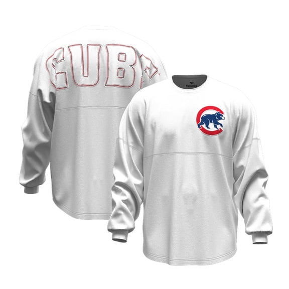 Women's Fanatics White Chicago Cubs Baseball Stitch Spirit Jersey Long Sleeve T-Shirt