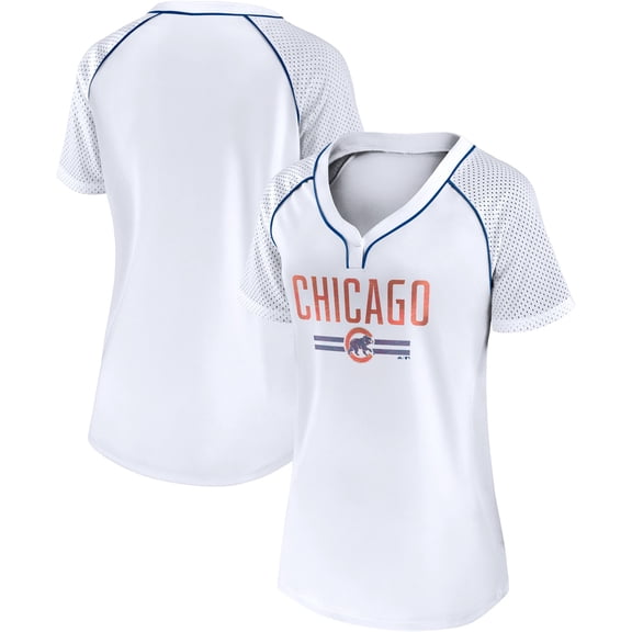 Women's Fanatics White Chicago Cubs Play Calling Raglan V-Neck T-Shirt