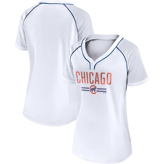 Women's Fanatics White Chicago Cubs Play Calling Raglan V-Neck T-Shirt