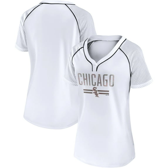 Women's Fanatics White Chicago White Sox Play Calling Raglan V-Neck T-Shirt