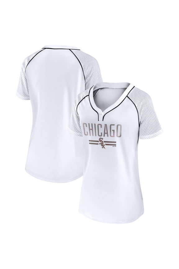 Women's Fanatics White Chicago White Sox Play Calling Raglan V-Neck T-Shirt