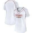 thumbnail image 1 of Women's Fanatics White Cincinnati Reds Play Calling Raglan V-Neck T-Shirt, 1 of 3