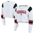 thumbnail image 1 of Women's Fanatics White Georgia Bulldogs Training Camp Cropped Long Sleeve V-Neck Fashion Top, 1 of 3