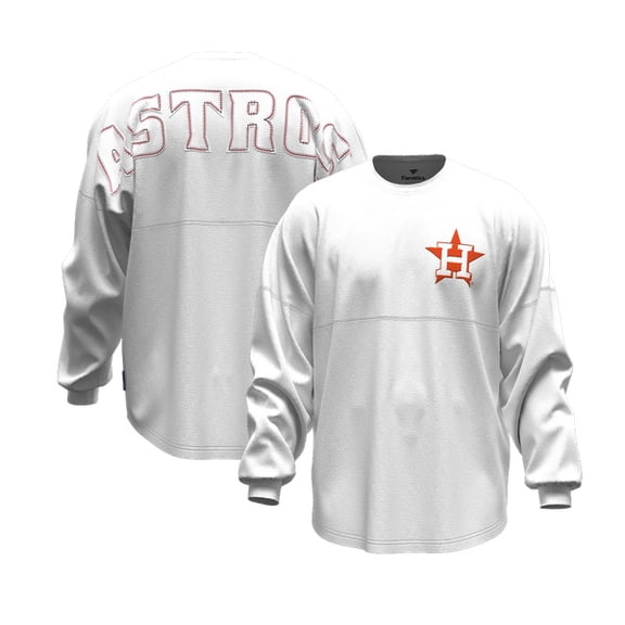 Women's Fanatics White Houston Astros Baseball Stitch Spirit Jersey Long Sleeve T-Shirt