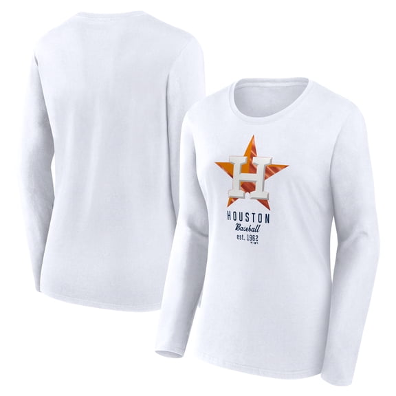 Women's Fanatics White Houston Astros Lightweight Fitted Long Sleeve T-Shirt