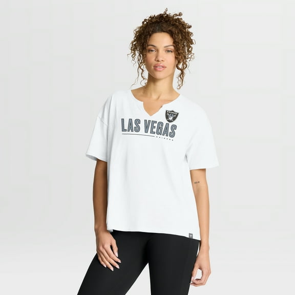 Women's Fanatics White Las Vegas Raiders Redzone Slub Boxy T-Shirt