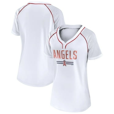 Women's Fanatics White Los Angeles Angels Play Calling Raglan V-Neck T-Shirt