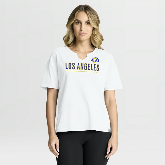 Women's Fanatics White Los Angeles Rams Redzone Slub Boxy T-Shirt