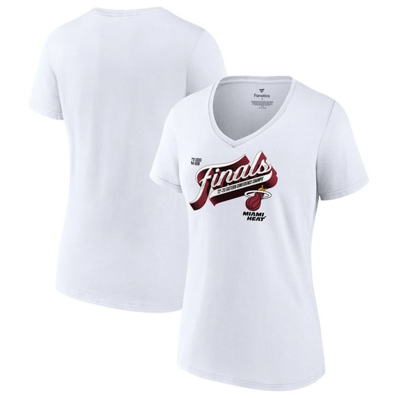 Women's Fanatics White Miami Heat 2023 Eastern Conference Champions Locker Room Plus Size V-Neck T-Shirt