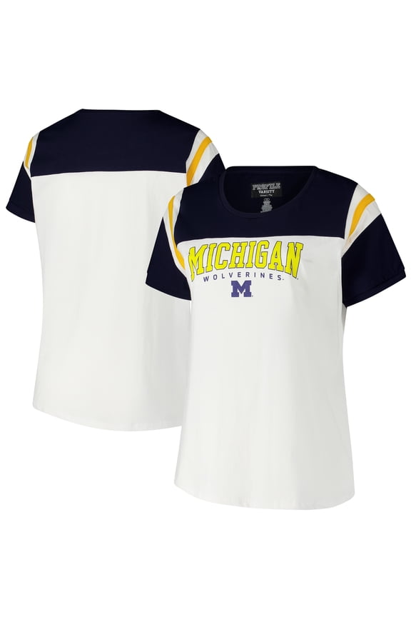 Women's Fanatics White Michigan Wolverines Plus Size Winning Gear T-Shirt