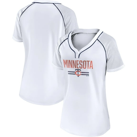 Women's Fanatics White Minnesota Twins Play Calling Raglan V-Neck T-Shirt