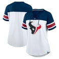thumbnail image 1 of Women's Fanatics White/Navy Houston Texans Athena Rhinestone Lace-Up V-Neck T-Shirt, 1 of 3