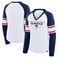 thumbnail image 1 of Women's Fanatics White/Navy New England Patriots Redzone Blitz Package Raglan Lace-Up V-Neck Long Sleeve T-Shirt, 1 of 3