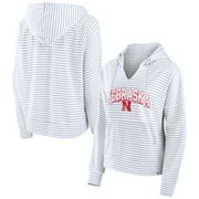 売れ筋商品|||ファナティクス パーカー・スウェットシャツ アウター レディース Women's White Nebraska Huskers Striped Notch Neck Pullover Hoodie White Nebraska Cornhuskers Womens in Nebraska Cornhuskers Team