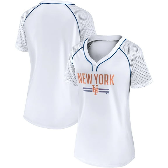 Women's Fanatics White New York Mets Play Calling Raglan V-Neck T-Shirt