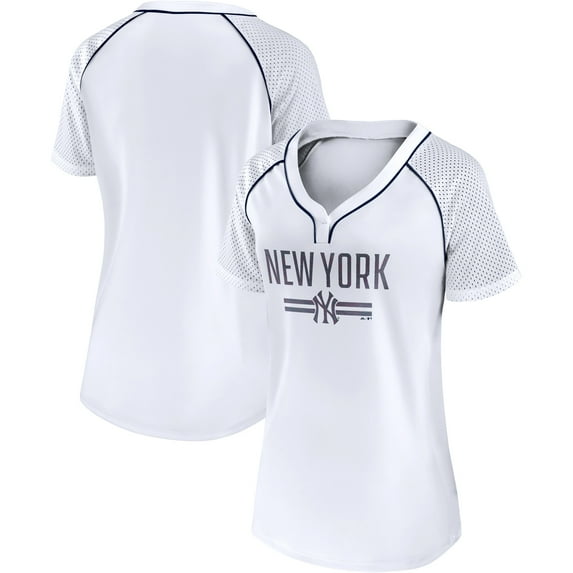 Women's Fanatics White New York Yankees Play Calling Raglan V-Neck T-Shirt