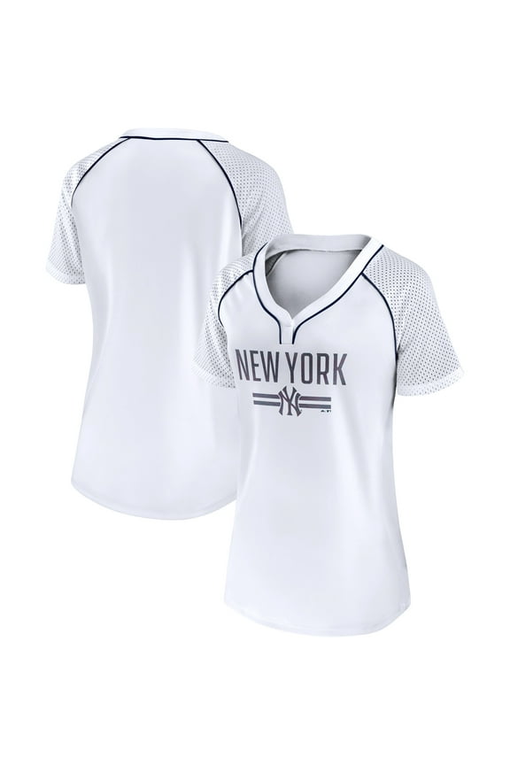 Women's Fanatics White New York Yankees Play Calling Raglan V-Neck T-Shirt