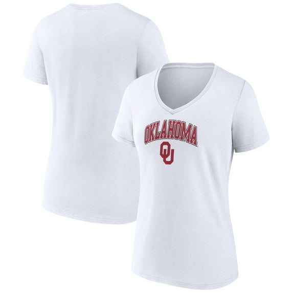 Women's Fanatics White Oklahoma Sooners Evergreen Campus V-Neck T-Shirt