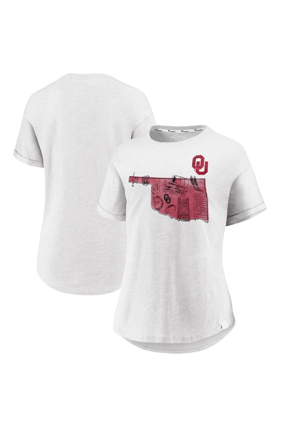 Women's-Fanatics  White Oklahoma Sooners True Classics Hometown Tacked Sleeve T-Shirt
