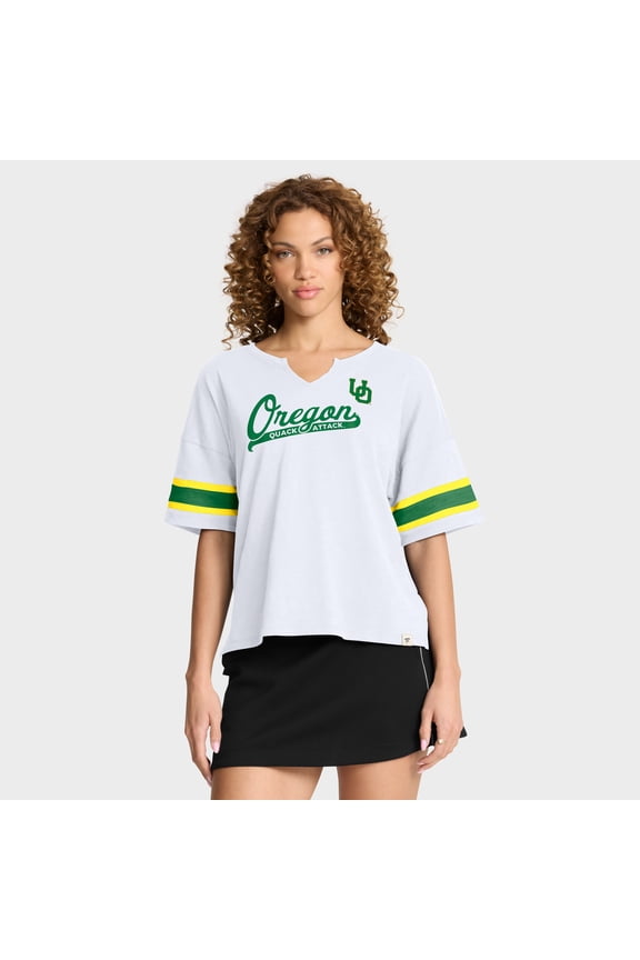 Women's Fanatics White Oregon Ducks Hometown Premium Script T-Shirt